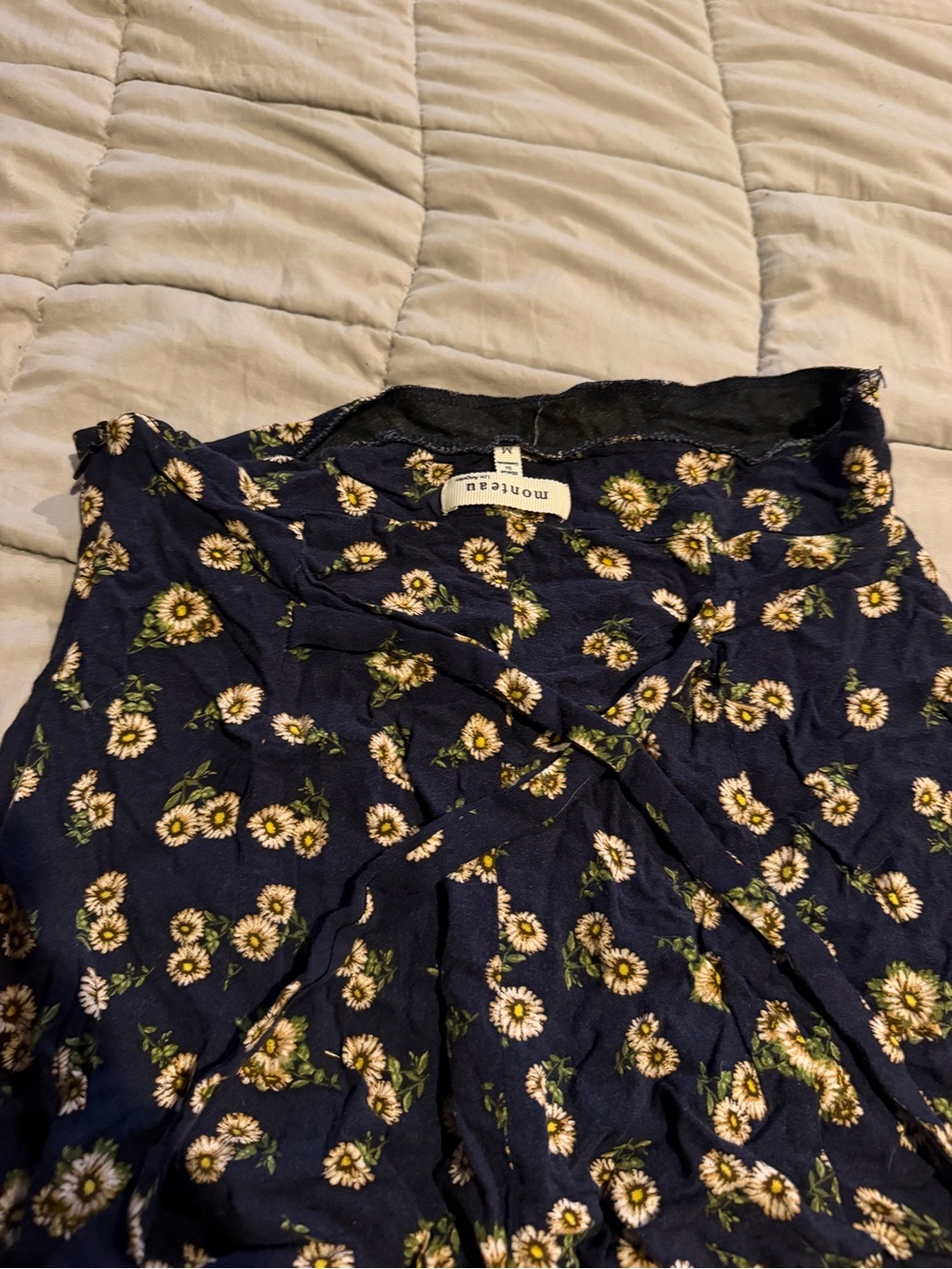 Monteau Navy Floral Ruffle Hem Skater Skirt - Picture 3 of 4